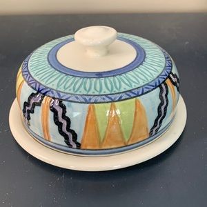 Glazed Pottery Butter or Cheese Server Dish